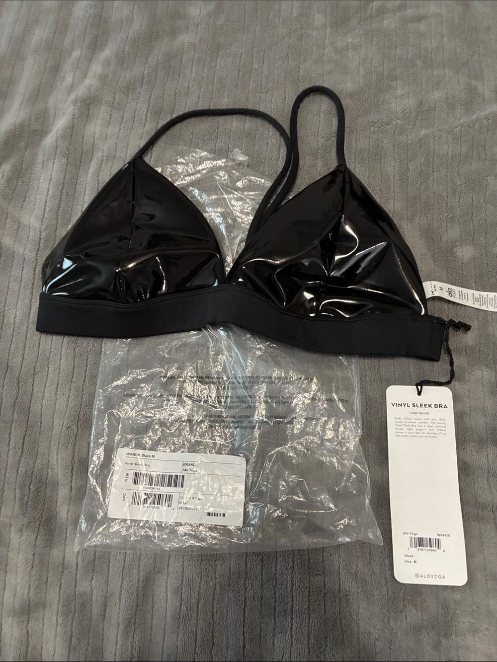 ALO Yoga Glossy Vinyl Triangle Bralette - Black